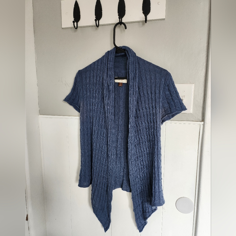 Sonoma short sleeve cardigan shawl small navy blue knit